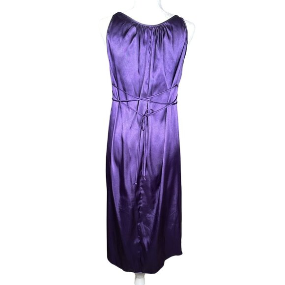 Vintage Purple Satin Midi Dress Size 6 Goddess Fairy Renaissance Y2K 90's - Picture 4 of 11